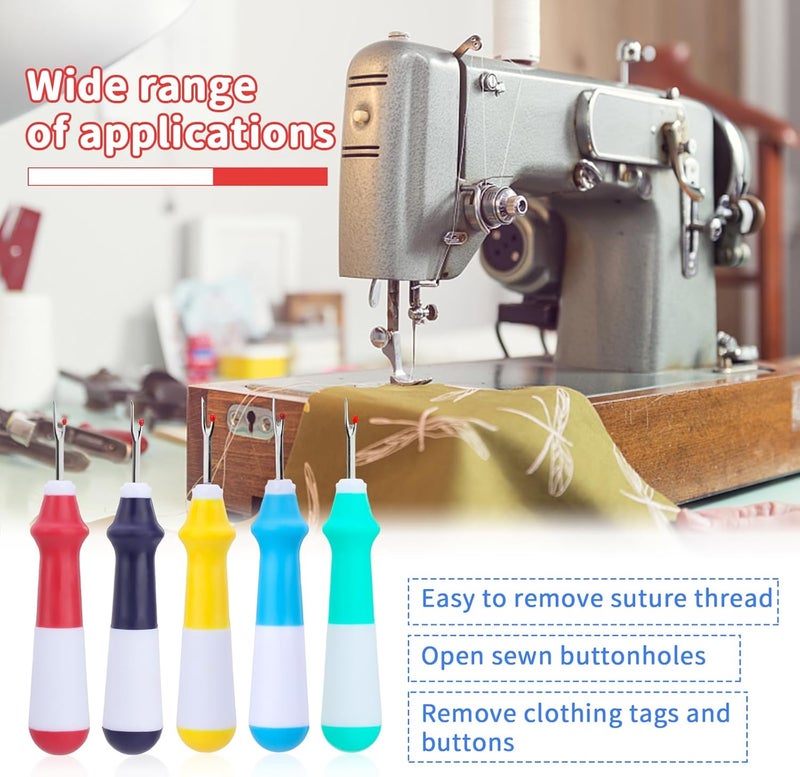 SOCNITC 65 PCS Seam Ripper Thread Cutter Stitch Remover Kit, Ergonomic Grip Seam Ripper Set, Colorful Large Thread Stitch Remover Tool with Tailors Chalks, Handy Stitch Rippers for Sewing Crafting Removing - Image 5
